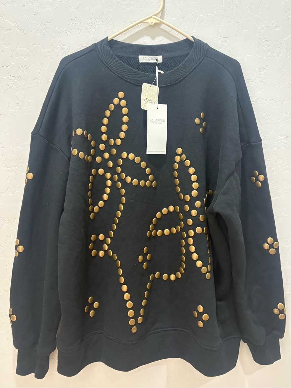 Free People/Ragabond Black Crewneck Sweater
